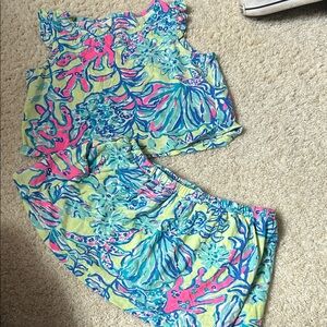 Lilly Pulitzer Kids Matching Set - Pink and Blue Tropical Print